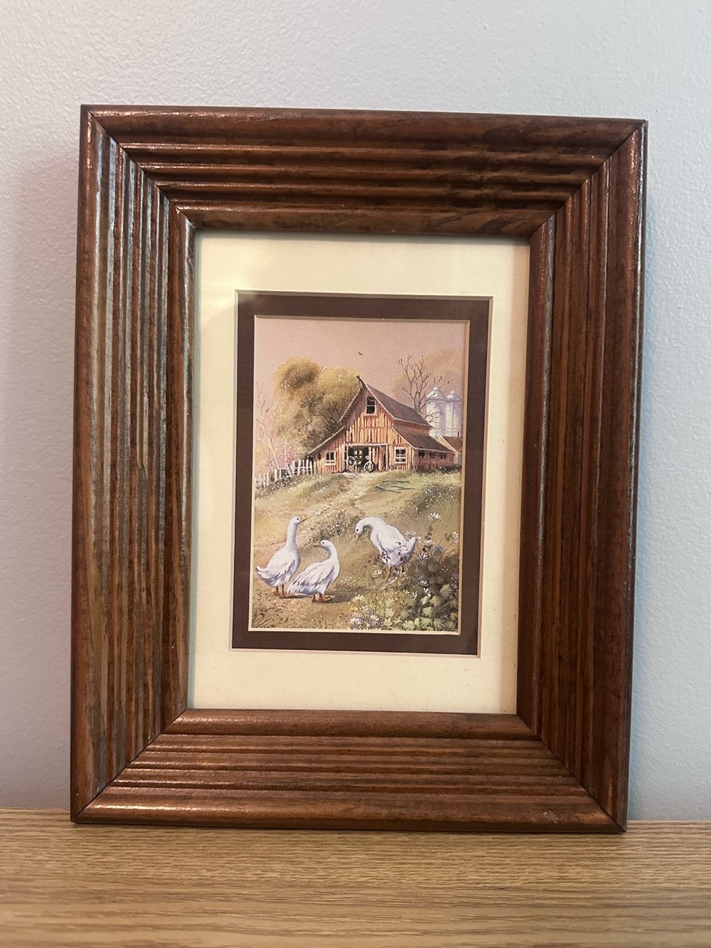 Vintage Rustic Brown Wood Framed Farmhouse Small Art Print